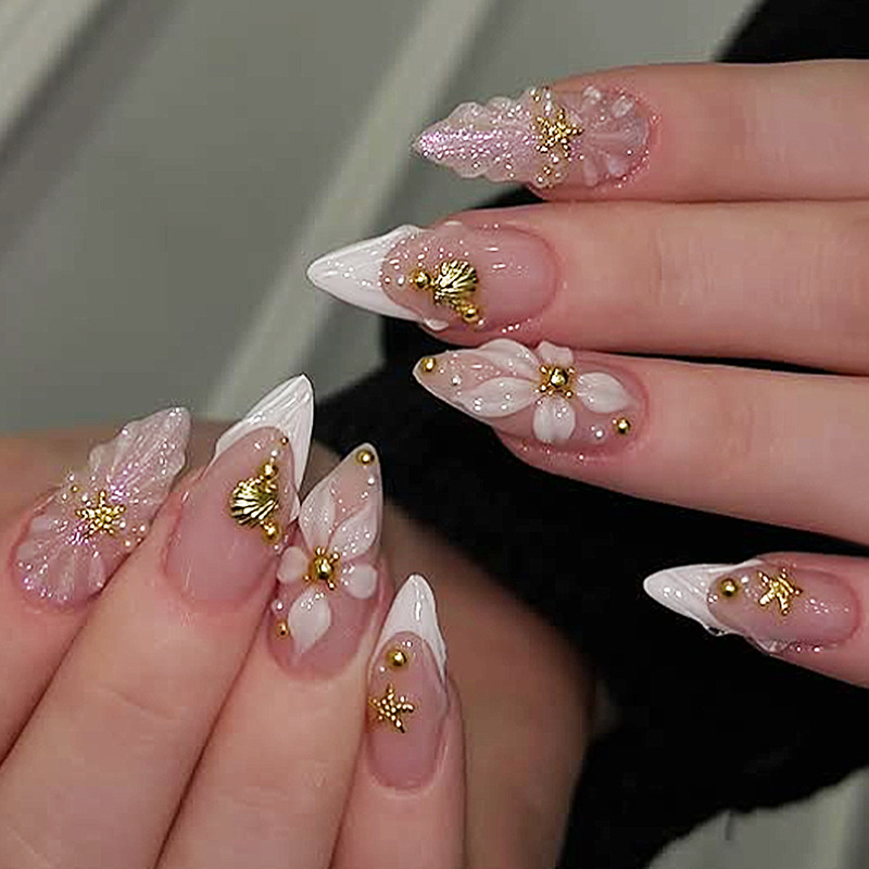 Nail Art Pink - 24 قطعة أظافر صناعية جاهزة لاصقة