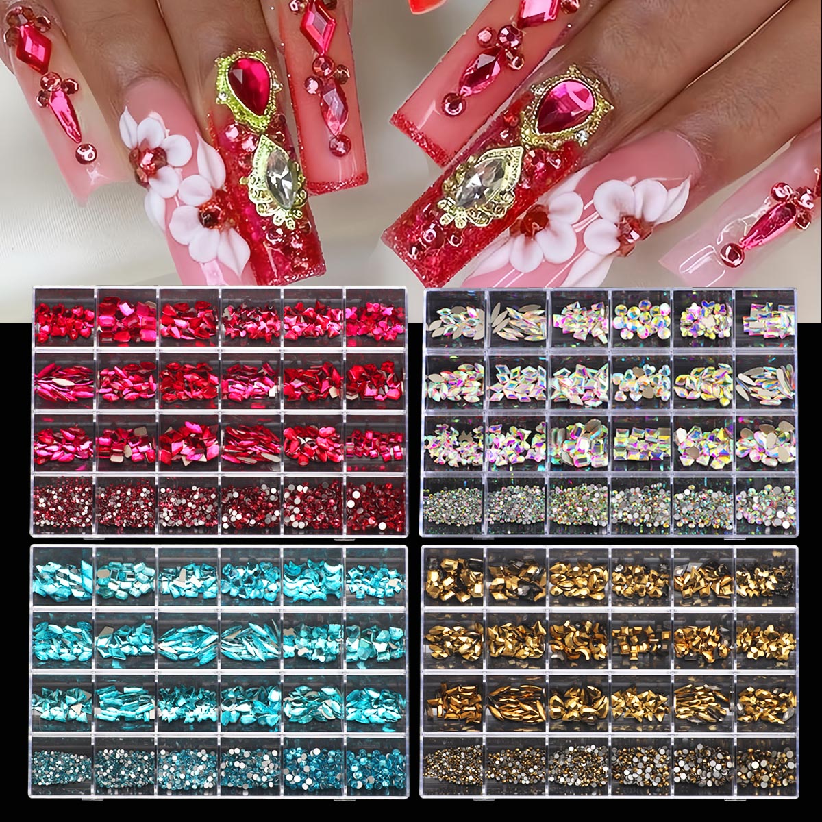 Nail Art Valentines Day - علبة واحدة من مجموعات ألماس الأظافر