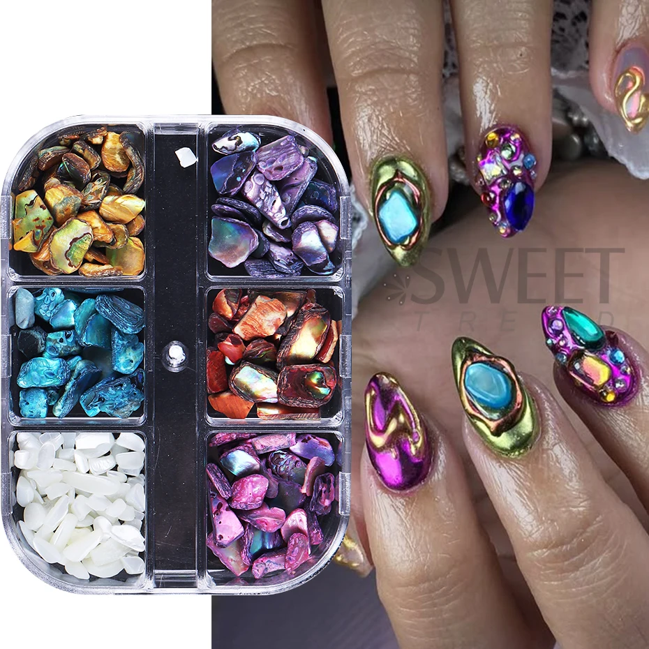 6 شبكات من رقائق صدف الأبالون  - مراجعة Nail Art Valentines Day وسعره