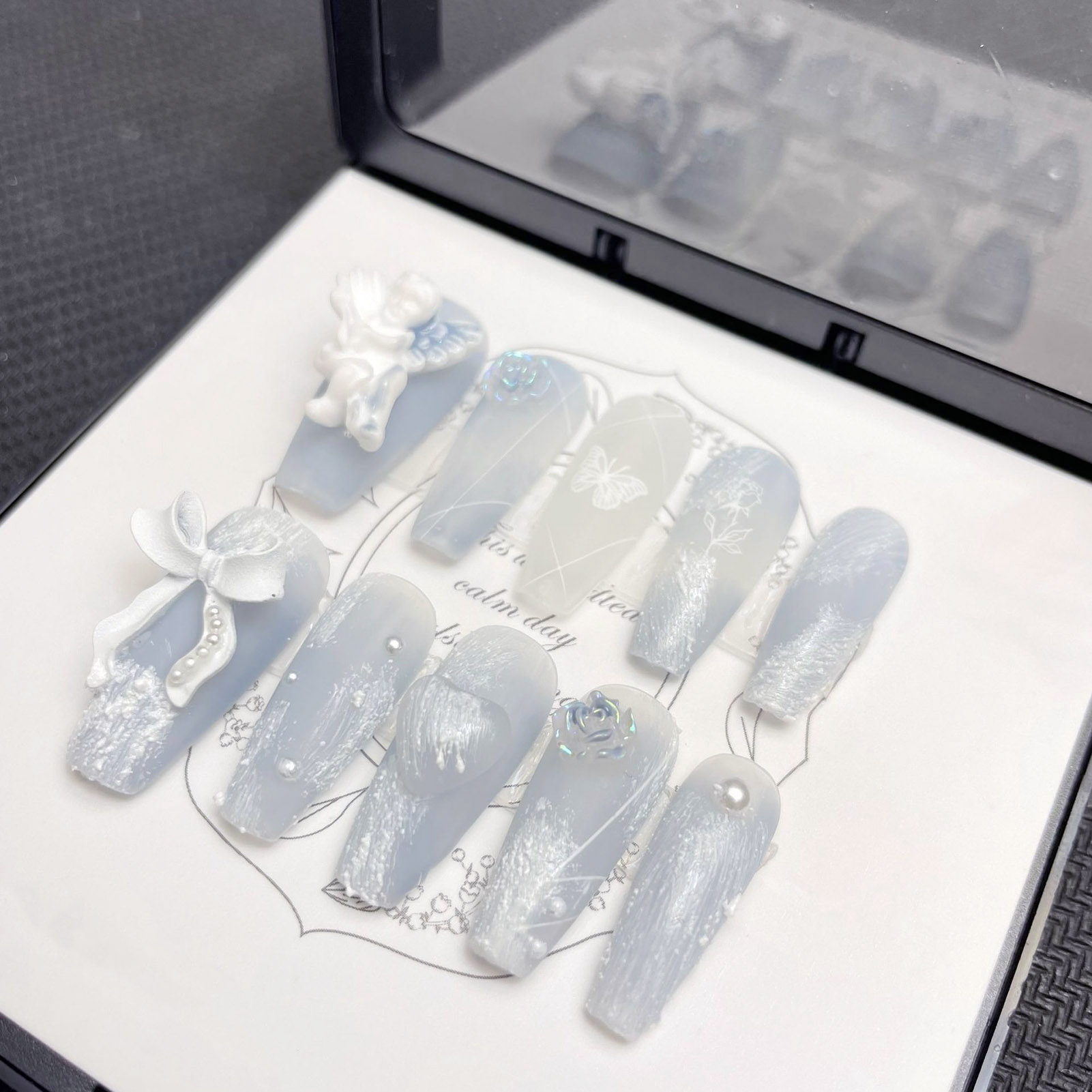 ثلاثية الأبعاد الجص الملاك الأ - مراجعة Nail Art Press On وسعره
