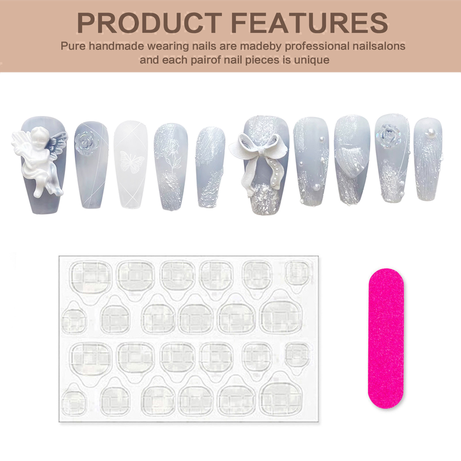 ثلاثية الأبعاد الجص الملاك الأ - مراجعة Nail Art Press On وسعره